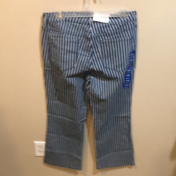 NWT CHAPS Mid-Rise Crop Kick Zip Front Striped Jeans-Size 10/30/Inseam 26 - Picture 2 of 11